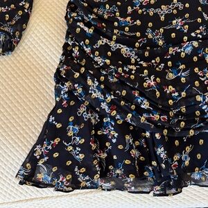 Veronica Beard Black Floral Long Sleeve Dress